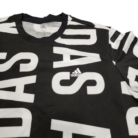 Adidas Women's Black Cropped Logo T-Shirt Size L Oversized Crop Top - Picture 3 of 6